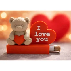 3D Geschenkkarte Teddy mit Herz & Reagenzglas „I love you“ – Geschenkidee für Gutscheine und Geldscheine