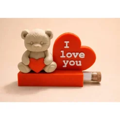 3D Geschenkkarte Teddy mit Herz & Reagenzglas „I love you“ – Geschenkidee für Gutscheine und Geldscheine