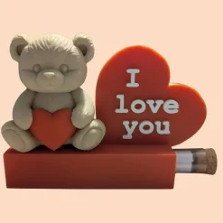 3D Geschenkkarte Teddy mit Herz & Reagenzglas „I love you“ – Geschenkidee für Gutscheine und Geldscheine
