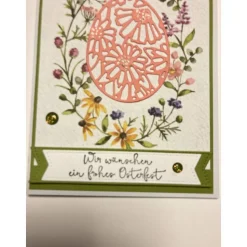 3D Glückwunschkarte zu Ostern Florales Design Blau, bunt Handgefertigt A6 Hochformat