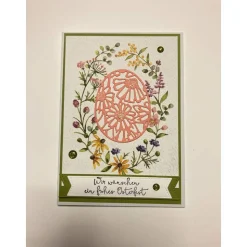 3D Glückwunschkarte zu Ostern Florales Design Blau, bunt Handgefertigt A6 Hochformat