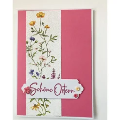 3D Glückwunschkarte zu Ostern Florales Design Flieder, Pink Handgefertigt A6 Hochformat