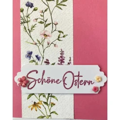 3D Glückwunschkarte zu Ostern Florales Design Flieder, Pink Handgefertigt A6 Hochformat