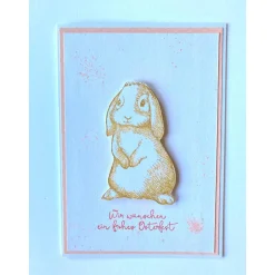 3D Glückwunschkarte zu Ostern mit Grusstext und Osterhasen Handgefertigt