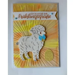 3-D Grußkarte Ostern mit Umschlag Lämmchen Klappkarte 100% Handarbeit