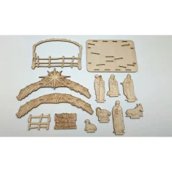 3D Holzkrippe Bausatz aus Balsa-Holz – Lasergeschnittene Weihnachtskrippe DIY zum Selberbauen