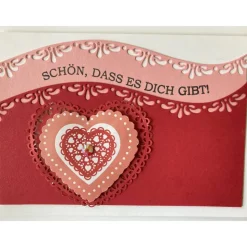 3D  Liebeskarte  Muttertagskarte Valentinstagskarte mit Herzen und Grusstext Handgefertigt mit Stampin'Up Produkt