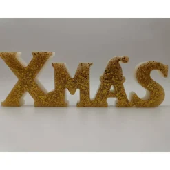 3D Schriftzug XMAS Christmas Weihnachten Weihnachtsdekoration aus Resin Epoxidharz verschiedene Varianten Farben handgef