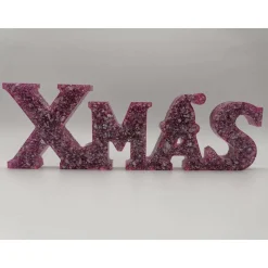 3D Schriftzug XMAS Christmas Weihnachten Weihnachtsdekoration aus Resin Epoxidharz verschiedene Varianten Farben handgef