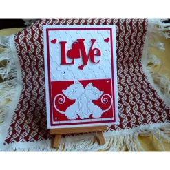 3D Valentinstagkarte,Liebe,Katzenpaar