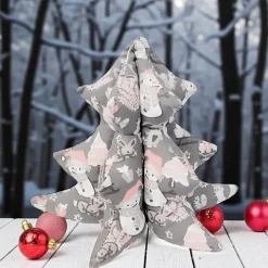 3D Weihnachtsbaum, Weihnachtsdekoration grau und rosa