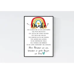 Danke Erzieher Erzieherin Abschiedsgeschenk Kindergarten Kita Kinderpflegerin Geschenk Regenbogen rot