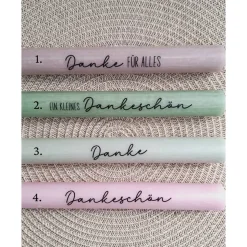 Danke Kerzenset kleines Dankeschön Danke für alles mit Häuser / Lichthäuser Kerzenhalter rund Stabkerze Schriftzug mit H