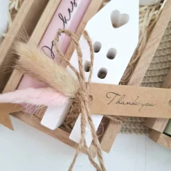Danke Kerzenset kleines Dankeschön Danke für alles mit Haus / Lichthaus Kerzenhalter rund Stabkerze Schriftzug mit Holzb