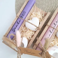 Danke Kerzenset kleines Dankeschön Danke für alles Dekoherz Kerzenhalter Herz Geschenkset Stabkerze Schriftzug mit Holzb