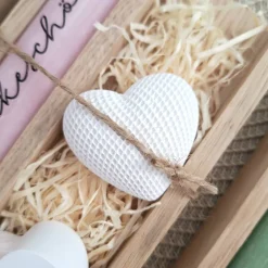 Danke Kerzenset kleines Dankeschön Danke für alles Dekoherz Kerzenhalter Herz Geschenkset Stabkerze Schriftzug mit Holzb