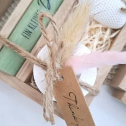 Danke Kerzenset kleines Dankeschön Danke für alles Geschenkset Dekoherz Kerzenhalter rund Stabkerze Schriftzug mit Holzb