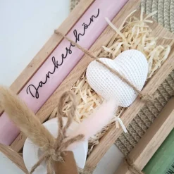 Danke Kerzenset kleines Dankeschön Danke für alles Geschenkset Dekoherz Kerzenhalter rund Stabkerze Schriftzug mit Holzb
