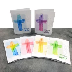 Danksagungskarte Konfirmation Kommunion Firmung "Aquarell-Kreuz"