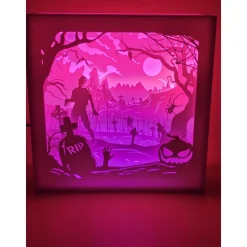 3D-Druck LED Lichtbox – Halloween Friedhofs-Szene