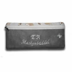 Deine Tasche - Dein Text - Personalisiertes Täschchen grau maritim Muscheln gestickter Wunschtext Monogramm