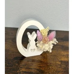 Deko Ei mit Hasenmotiv aus Gießkeramik – Oster- und Frühlingsdeko mit Trockenblumen