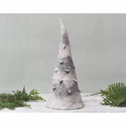 Deko Filz Tannenbaum in Grau/Weiß aus dem Naturmaterial Wolle in Handarbeit gefilzt Produkt #472110