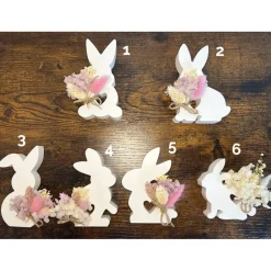 Deko Hase aus Gießkeramik mit Trockenblumen – Osterdeko in 6 Modellen