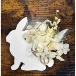 Deko Hase aus Gießkeramik mit Trockenblumen – Osterdeko in 6 Modellen