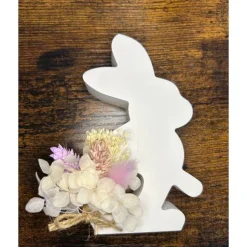 Deko Hase aus Gießkeramik mit Trockenblumen – Osterdeko in 6 Modellen