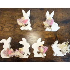 Deko Hase aus Gießkeramik mit Trockenblumen – Osterdeko in 6 Modellen
