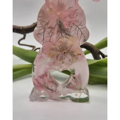 Deko Hase mit echten Blumen Rosa