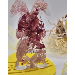 Deko Hase mit echten Blumen Rosa-pink