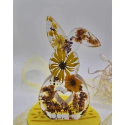 Deko Hase mit echten Blumen Gelb-orange