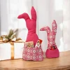 Deko Hasen im 2er Set, Oster Deko, Stoffhasen, Osterhasen mit Tasche