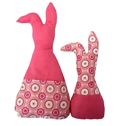 Deko Hasen im 2er Set, Oster Deko, Stoffhasen, Osterhasen mit Tasche