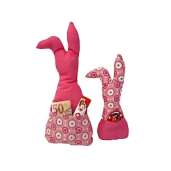 Deko Hasen im 2er Set, Oster Deko, Stoffhasen, Osterhasen mit Tasche