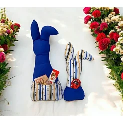 Deko Hasen im 2er Set, Stoffhasen, Osterhasen mit Tasche