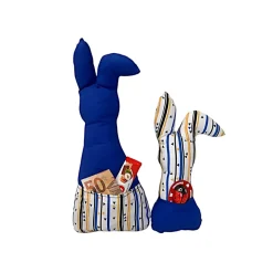 Deko Hasen im 2er Set, Stoffhasen, Osterhasen mit Tasche