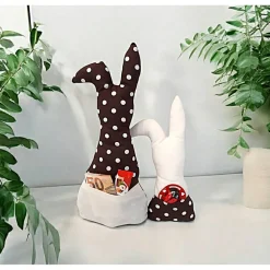 Deko Hasen im 2er Set, Stoffhasen, Osterhasen mit Tasche