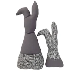 Deko Hasen im 2er Set, Stoffhasen, Osterhasen mit Tasche