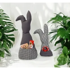 Deko Hasen im 2er Set, Stoffhasen, Osterhasen mit Tasche
