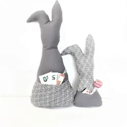 Deko Hasen im 2er Set, Stoffhasen, Osterhasen mit Tasche