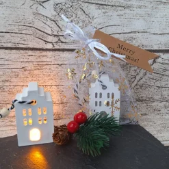 Deko Häuschen mit Ballonlicht im Organzasäckchen ~ Lichthäuser ~ Weihnachten ~ Lichthaus