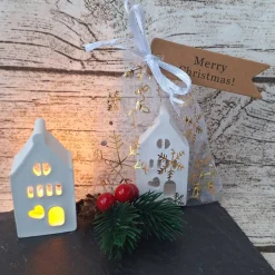 Deko Häuschen mit Ballonlicht im Organzasäckchen ~ Lichthäuser ~ Weihnachten ~ Lichthaus