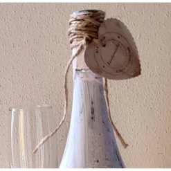 Deko Sekt-Flasche  gekalkt im Vintagelook