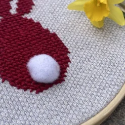 Deko Stickrahmen Hase rot