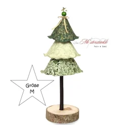 Deko Tannenbaum salbeigrün – Handgemachte Weihnachtsdeko in 3 Größen (22-27 cm) aus Baumwolle & Holz