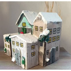 Deko Winterhäuser, Holz & bemalt