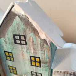 Deko Winterhäuser, Holz & bemalt